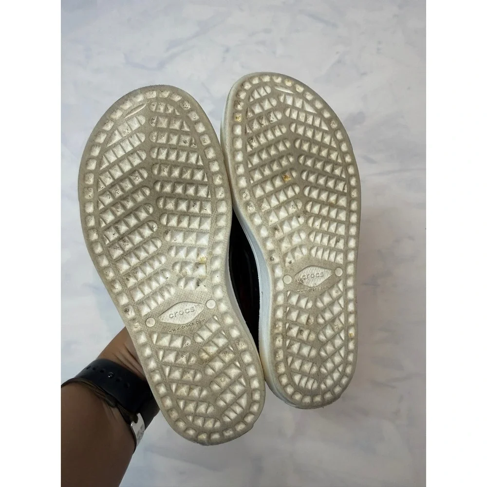 CROCS $59 Youth Boys 1 Black Neon Waterproof Citilane Roka Slip On Sneakers